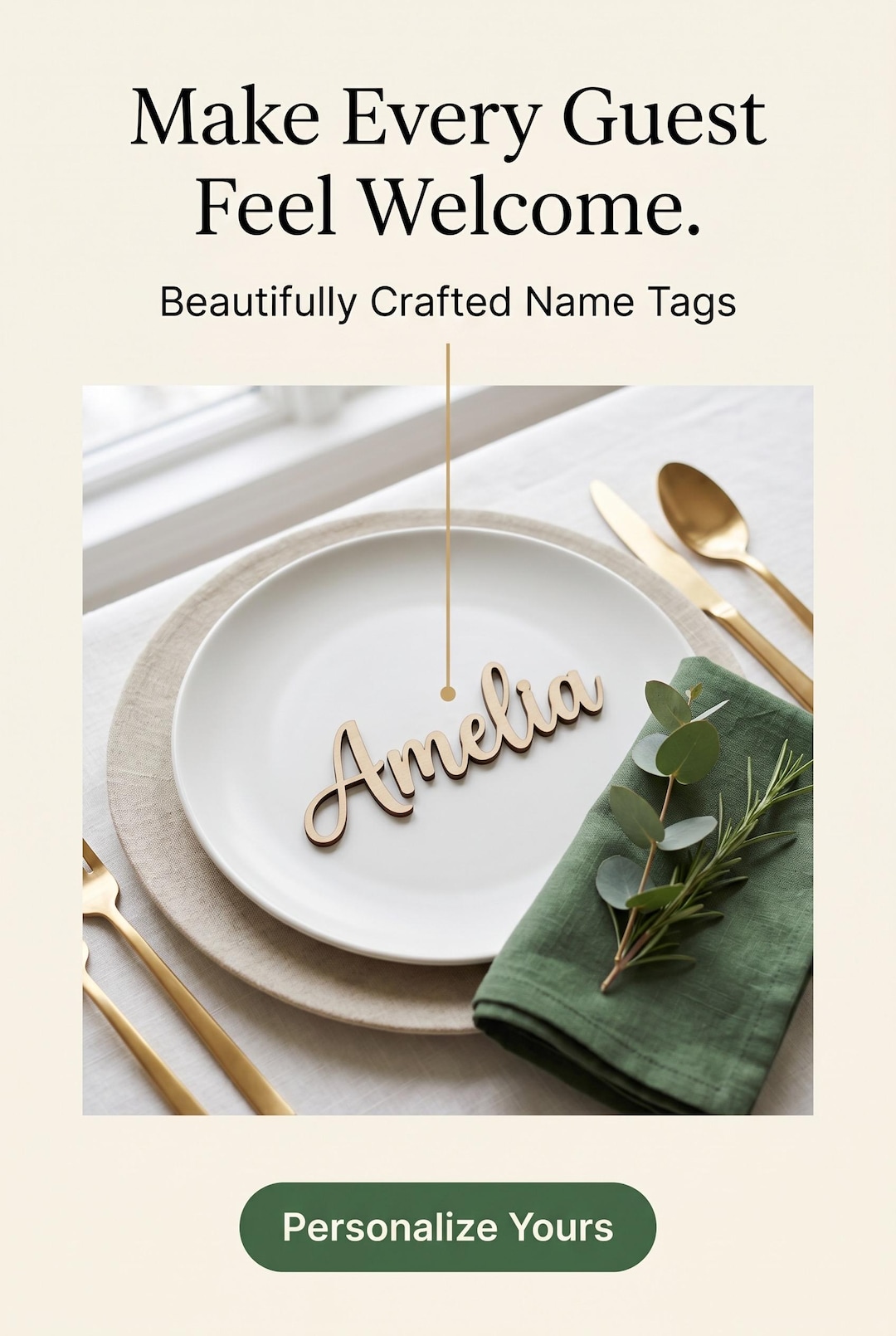 Personalized Custom Plate Name Tags, Individualized Table Settings - Etsy