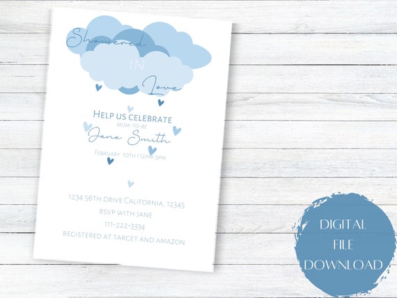 Showered in Love Baby Shower Invitation Bundle Template Etsy