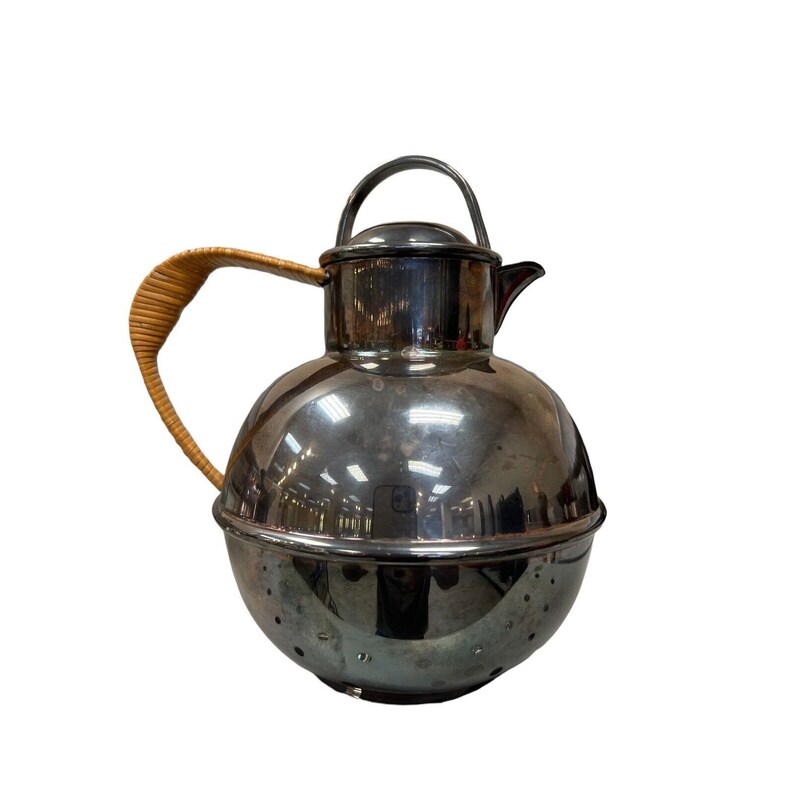 Antique EGW&S Silver Plate Tea Pot With Rattan Handle Etsy Canada