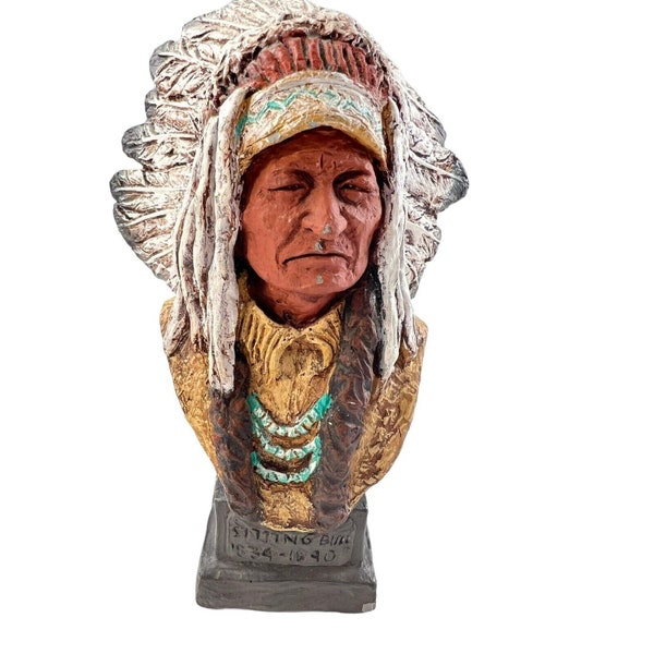 Daniel Monfort Original 1983 Sitting Bull Bust Western Sculpture Figure