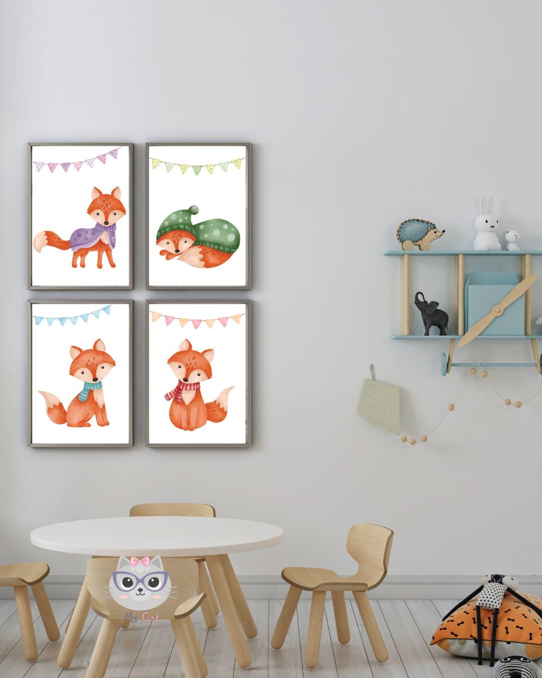 Watercolor Fox, Cute Fox Nursery, Printable Wall Art, DIY Prints, Kids ...