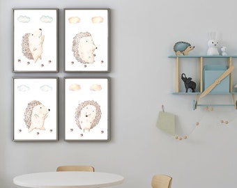 Watercolor Hedgehog, Cute Hedgehog, Printable Wall Art, DIY Prints, Kids Room Decor, Children Art, Baby Nursery, Baby Nursery, Baby Hedgehog