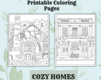 Cozy Coloring Pages for Adults, Digital Coloring Book, Printable Coloring, Printable Coloring Book for Adults, Cozy Homes Coloring