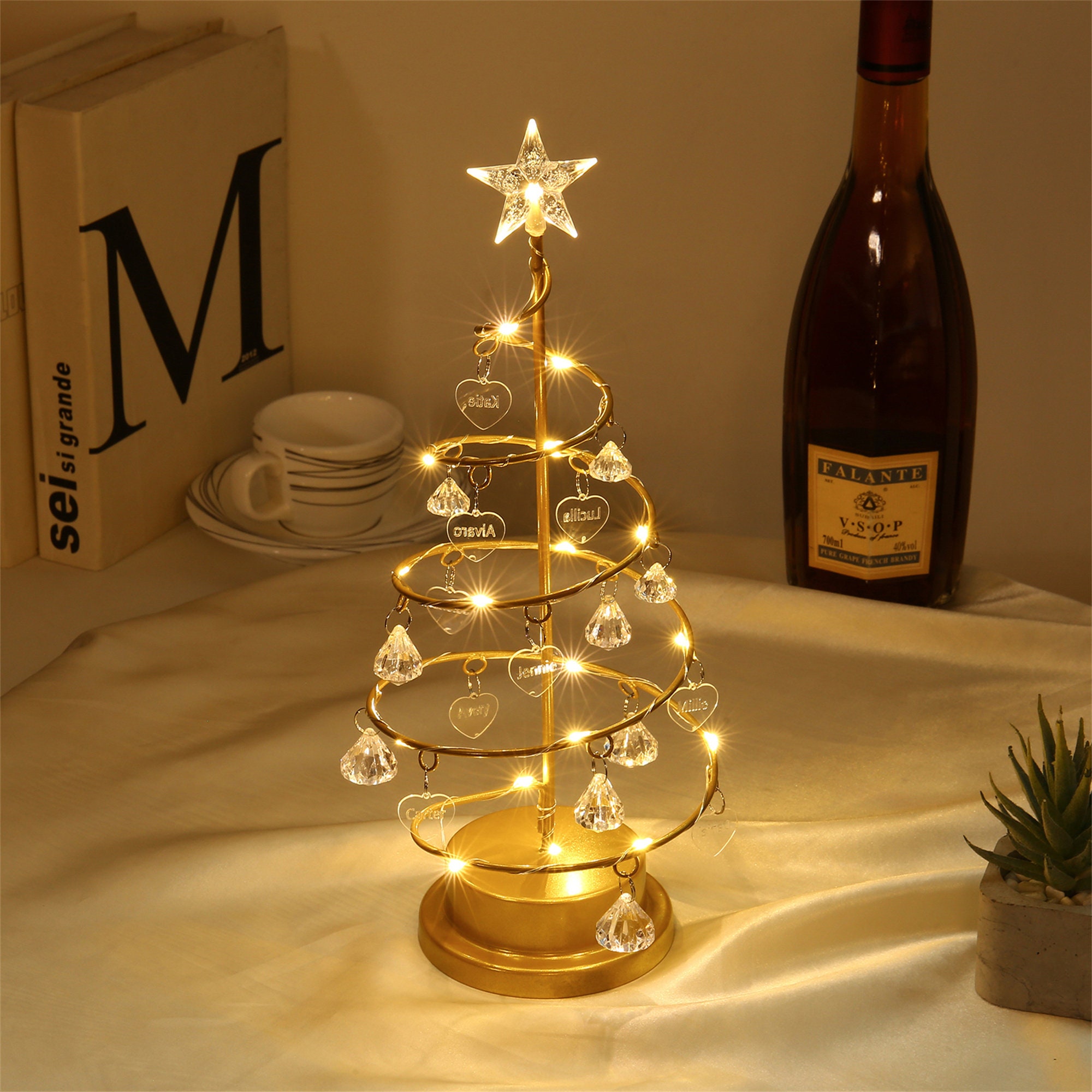 Copper Wire Lighted Spiral Christmas Tree, Battery Twinkling LED