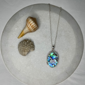 Pingente de concha de abalone, pingente de prata esterlina, pingente de pedra preciosa de concha de abalone, joias de concha de abalone verde, presente de aniversário