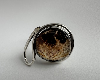 Anillo de plata de ley con ágata dendrítica hecho a mano - Inspirado en la naturaleza