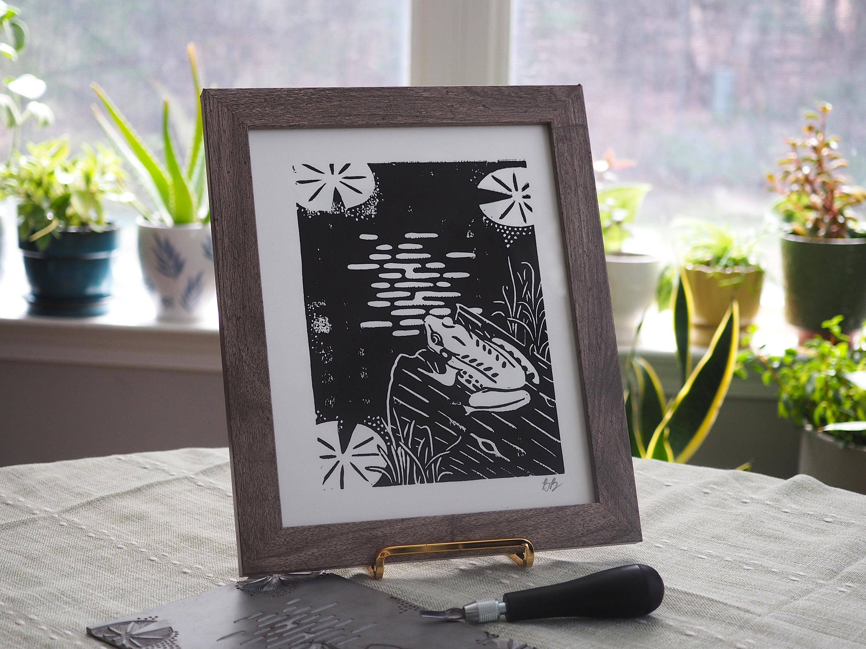 Frog Linocut Print | Amphibian Linocut | Frog Art | North Carolina ...