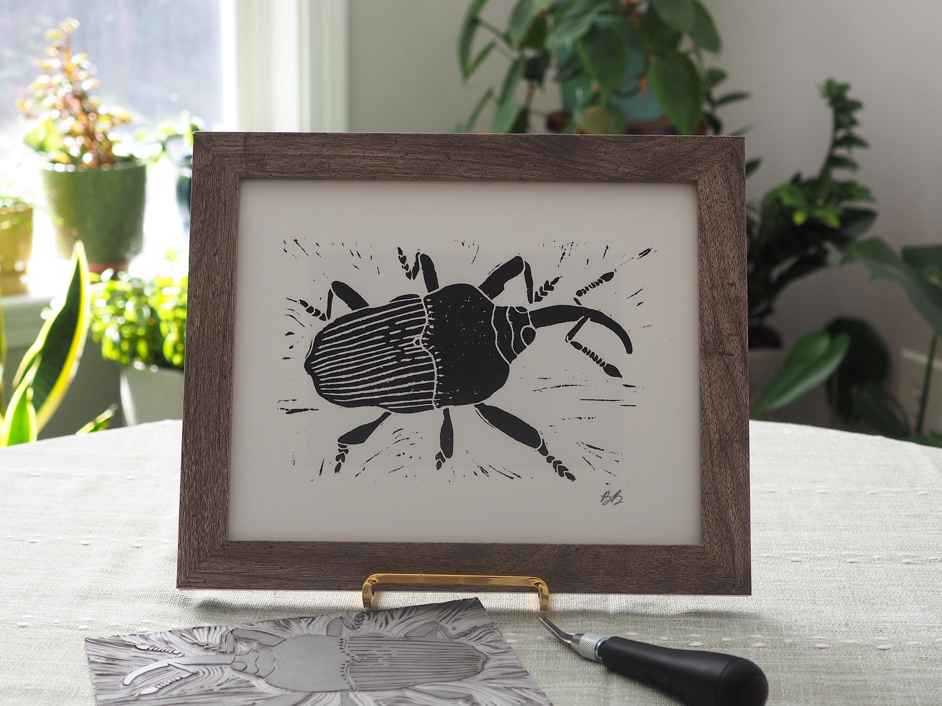 Insect Linocut Weevil Linocut Print | Insect Linocut | Bug Art | North Carolina ...
