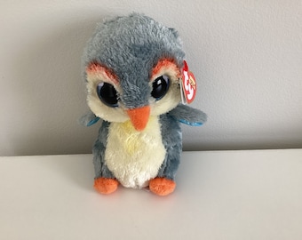 Ty Beanie Boo 'Fisher' Penguin Chick: Blue Gray Plush Toy (6in)