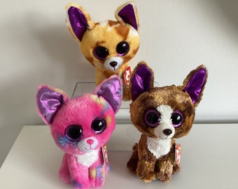 Ty Beanie Boos cancun dexter and Pablo the Pink brown yellow Chihuahuas.6in.excellent Conditionexcellent Hang Tags.some Eye Marks Etsy