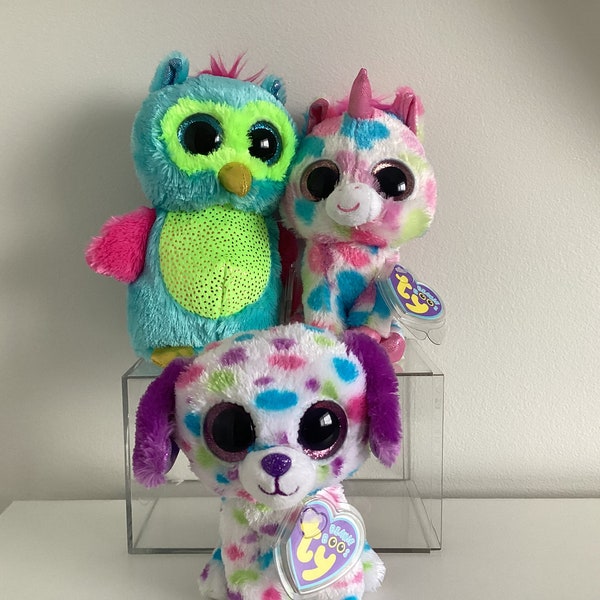 Ty Beanie Boos Justice Store Exclusive ‘Darling,Opal,Skylar’…the Dog,Owl,Unicorn…(6in)…MWMT….