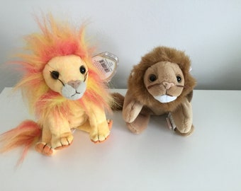 Ty ‘Bushy and Roary’ the Lion Beanies…Excellent Condition…Excellent Hang Tags..