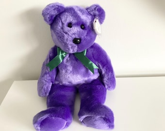 Ty Beanie Buddy ‘Employee Bear’ the Larger Purple Bear…(14in)….MWMT