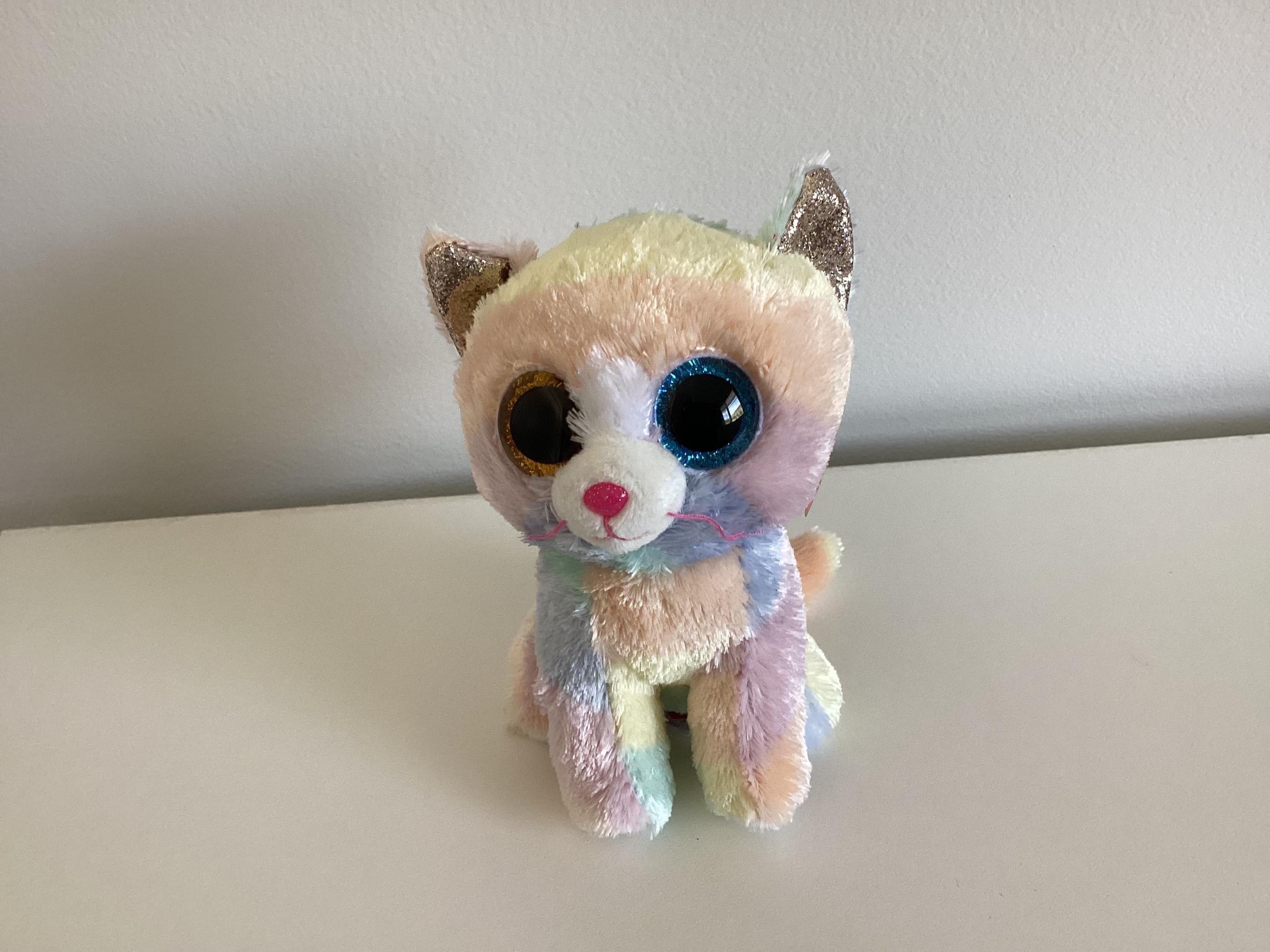 Ty Beanie Boo 'heather' the Pastel Coloured Cat With