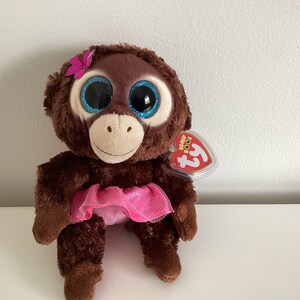 Ty Beanie Boo Nadya Monkey, Pink Tutu, Glitter Eyes - Rare Exclusive