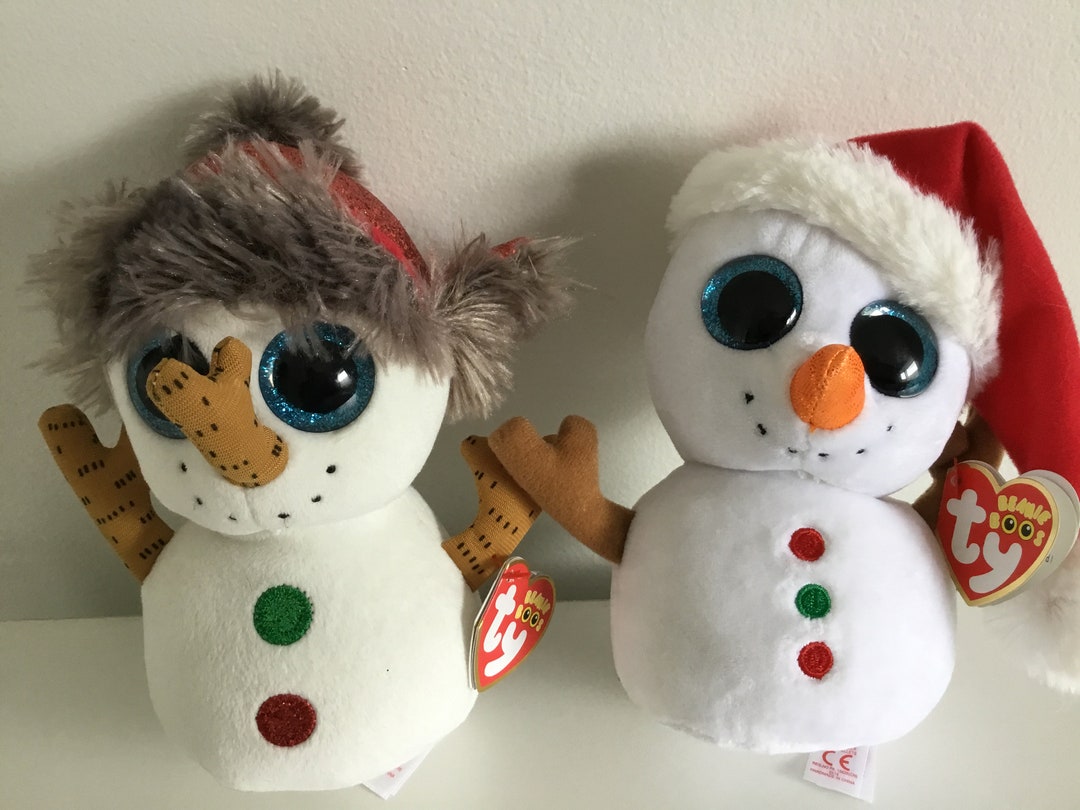 Ty Beanie Boo Christmas buttons and Scoop the Snowmen Etsy