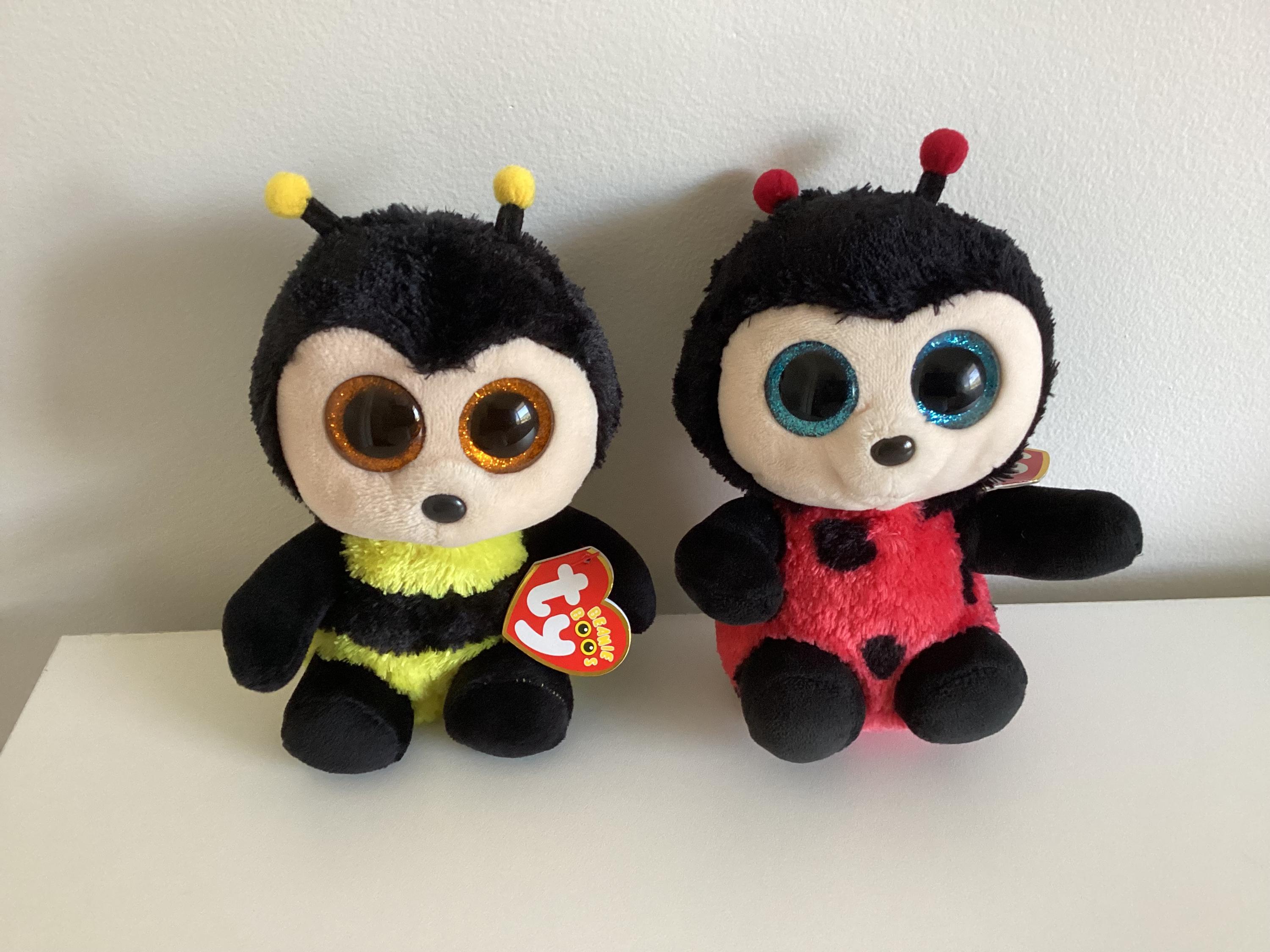 Ty Beanie Boos ‘Buzby and Izzy’ the Bee and  Condition…Some Eye Marks…Creased to Excellent Hang