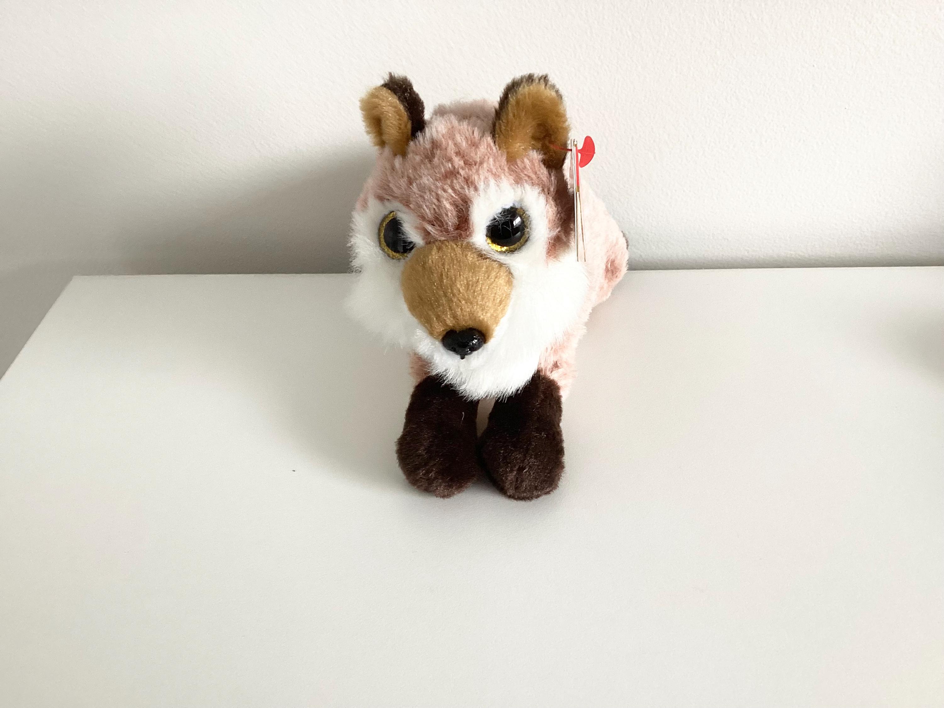 Ty Beanie Baby 'fredrick' the Brown and White Furry Fox..(9in Long