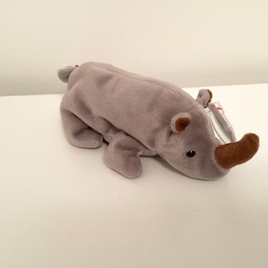 Ty Beanie Baby 'spike' the Grey and Brown Rhino …(7in Long