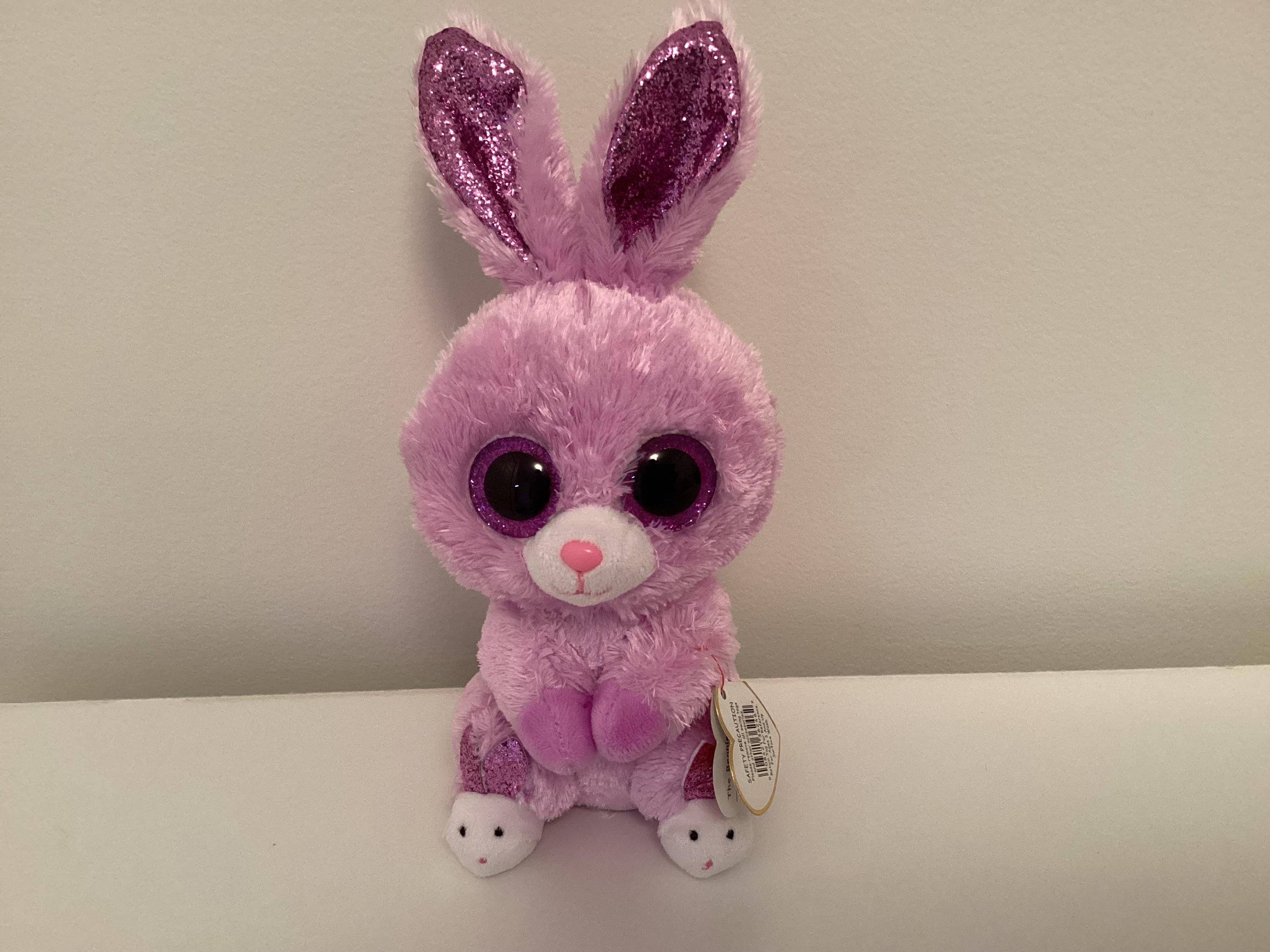 Ty Beanie Boo Easter Fuzzy' the Lilac Bunny Rabbit Wearing