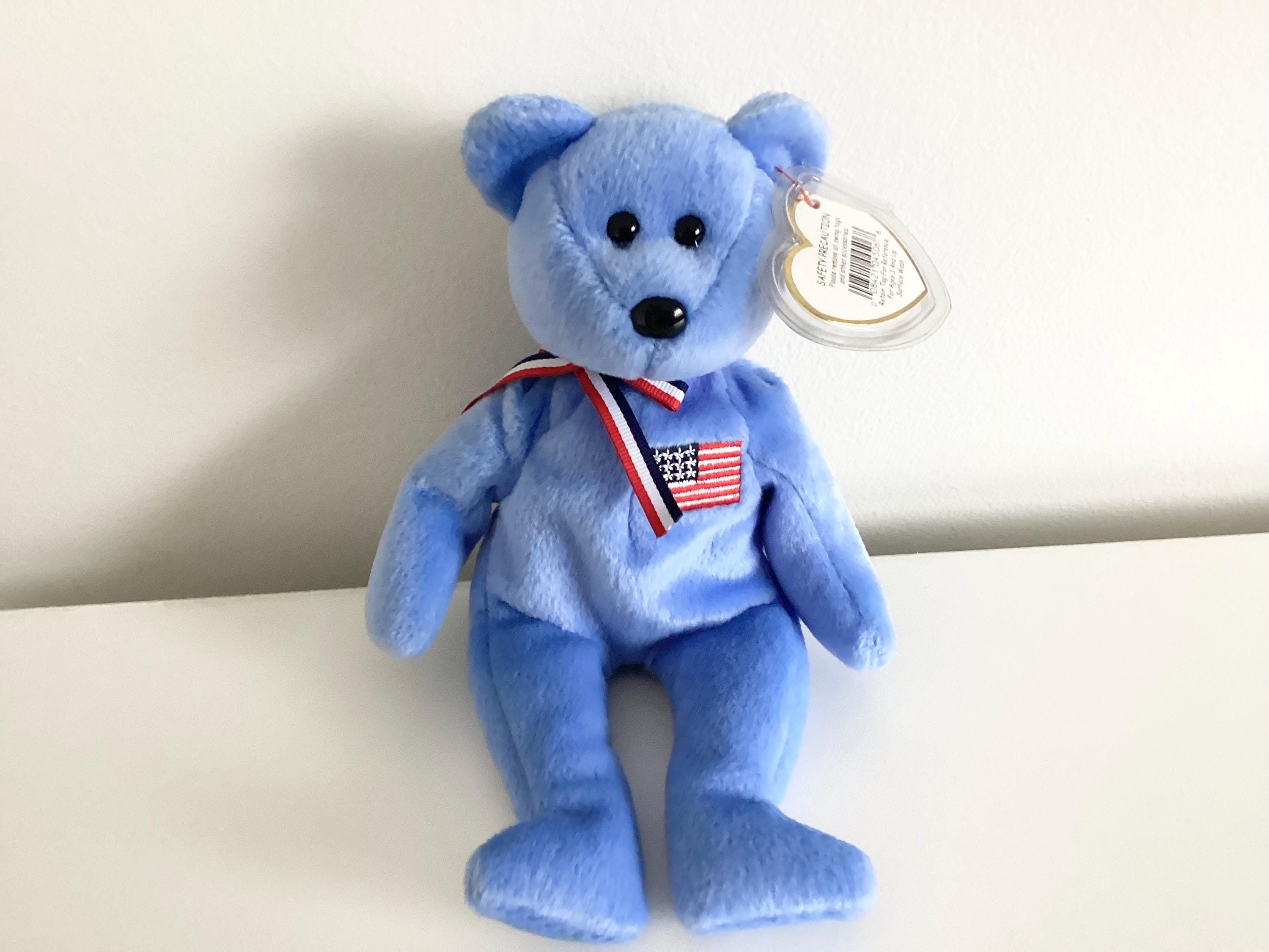 Ty Beanie Baby 'america' Bear: USA Flag Chest, Blue Plush - Etsy