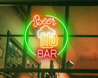 Bar Beer Neon Sign, Neon Bar Sign, Man Cave Boyfriend Gifts Neon Art, Beer Mug Decoration, Nightclub Sign, Bar Sign For Home Bar, LED Bar