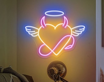 天使と悪魔のネオンサイン、ハートのネオンサイン、ハートのネオン