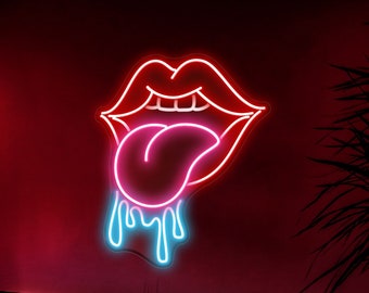 Dripping Lips Neon Sign/ Custom Neon Sign/ Custom Name Neon Sign/ Neon Light Sign/ Custom Neon Light Sign/ Wall Decor/ Valentine Gift