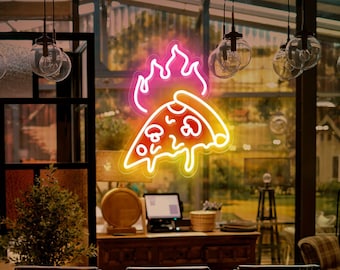 Hot Pizza Neon Schild , Flammen Neon Schild, PizzaScheibe Neon Schild, Pizza LED Schild, Personalisiertes Neon Schild, Restaurant Neon Schild, Weihnachtsgeschenke
