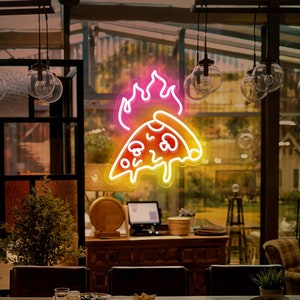 Hot Pizza Neon Sign , Flame Neon Sign, Pizza Slice Neon Sign, Pizza Led Sign, Custom Neon Sign, Restaurant Neon Sign, Christmas Gifts