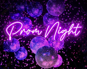 Prom Night Letrero de neón personalizado, Prom 2023 Graduación 2023 Decoración Prom Night Sign Letrero de neón personalizado Grad Dance Party Decor Letreros de neón personalizados