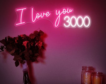 Ich liebe dich 3000 Zitat Leuchtreklame, Hochzeit Jahrestage Party, Leuchtreklame Wandkunst, Raumdekor Ästhetik, Schlafzimmer Dekor, Geburtstagsgeschenk für sie