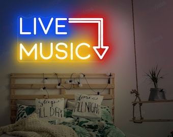 Live Musik Neon Schild, Party Neon, Studio Lichter, Neon Licht Schild, DJ Schild, LED Neon Schild, Musik Studio, Aufnahmestudio, Jamming Room