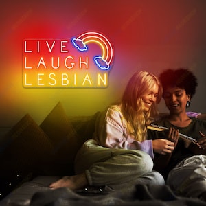 Live laugh lesbian neon sign, Gay Pride Neon Sign, Gay Bar Decor, Pride Neon Sign, LGBT Neon Sign, Happy Pride Month, Custom Neon Sign