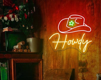 Howdy neon sign, Cowboy Hat Neon Sign, Cowboy Hat Wall Decor, Cowgirl neon sign, Mexico Cowboy, Cowgirls Hat Neon Sign, Bedroom Decor