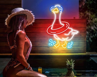 Goose Led Sign,Cute Goose Neon Sign,Funny Goose neon sign,Silly goose neon sign,Cowboy Goose decoration,Pool Side Decor,Custom Neon Sign