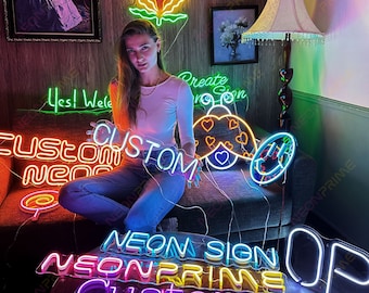 Letrero de neón personalizado, letrero de neón para dormitorio, letrero LED personalizado, letrero de luz de neón, arte de pared de neón, letrero con nombre de familia, letrero de neón personalizado, decoración de sala de juegos