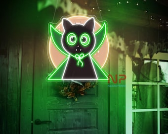 Vampurr Cat Neon Sign, Spooky Black Cat Neon Sign, Custom Halloween Sign, Halloween Decor Sign, Horror Decor Wall, Halloween LED Neon Sign