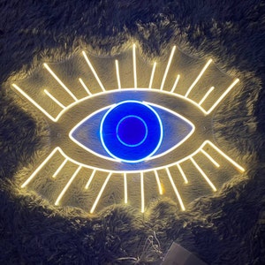Evil Eye Neon Sign, Anime Neon Sign, Neon Sign Bedroom, Good Luck Sign, Home Decorations, Neon Eye Sign, Spiritual Lights, Protection Amulet