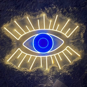 Evil Eye Neon Sign, Anime Neon Sign, Neon Sign Bedroom, Good Luck Sign, Home Decorations, Neon Eye Sign, Spiritual Lights, Protection Amulet