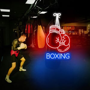 Boxing LED Neon Sign, Boxing Club Decor Wall,  Business Custom Neon Sign, Boxing Lover Gift, Welcome Boxing Gloves Neon Sign, Gift For Man