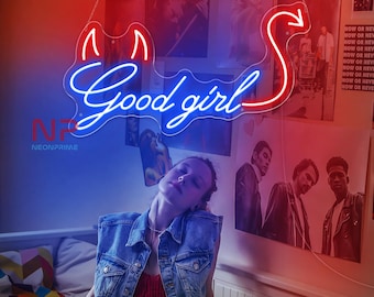 Gutes Mädchen LED Neon Schild, gutes Mädchen führte Dekor, Motivationsschild, Geschenk für Mädchen, Schlafzimmer Neonlicht, Beauty Club Dekor, ästhetische Wandkunst