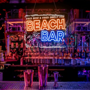 Beach Bar neon sign, beach party decor, bar decor, custom neon sign, waterproof neon sign, beach decor, beach neon sign, bar neon sign