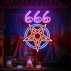 666 Pentagram Neon Sign, Inverted Pentagram Neon Sign, Baphomet Decor Wall Sign, Custom Neon Sign, Gothic Dark Decor, Halloween Gift