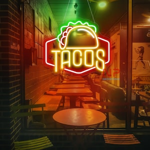Tacos Neon Sign Tacos Led Light Mexican Food Neon Light Food Restaurant Decor Burritos Wall Art Taco Lover Gift Pita Led Light Opening Sign