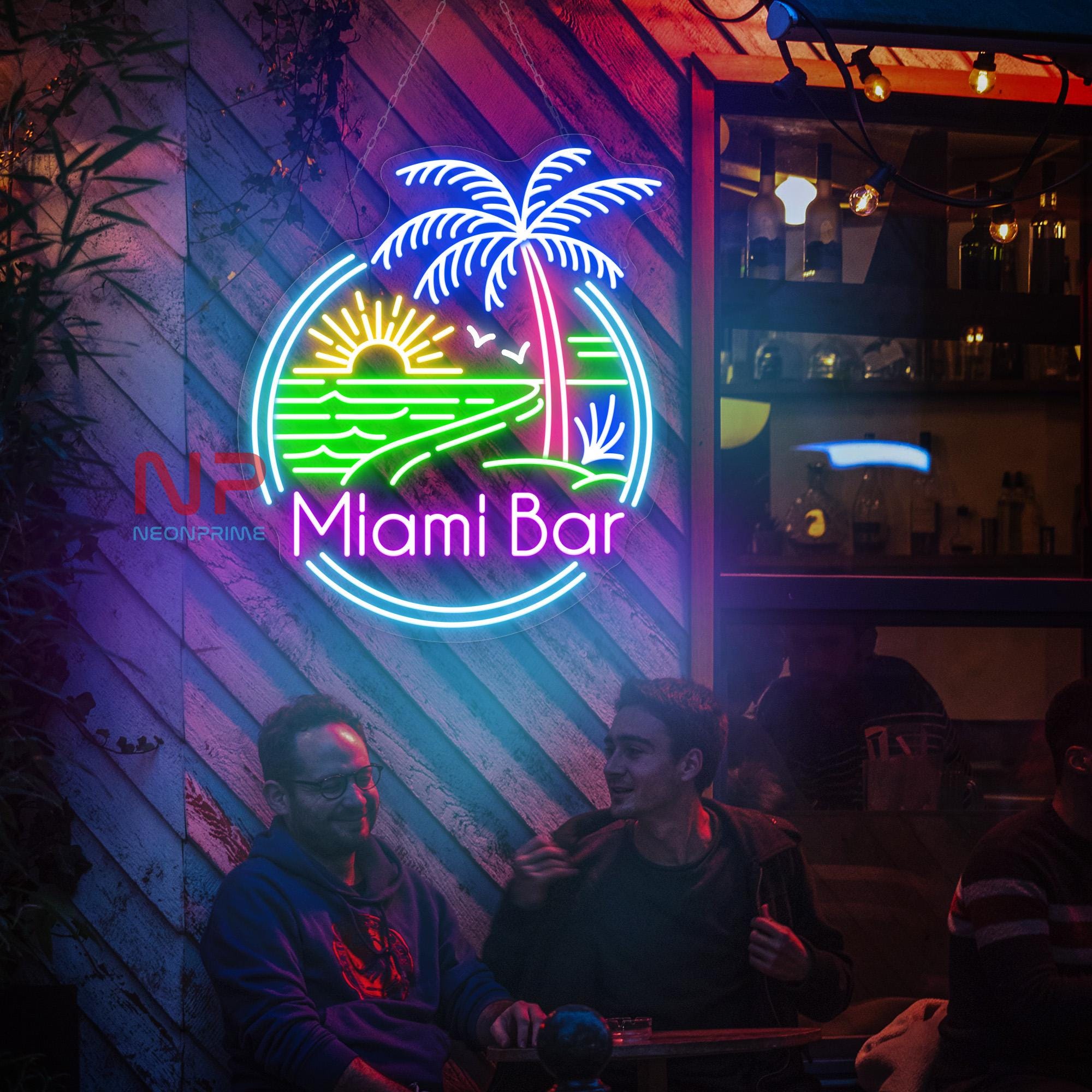 Miami Signs Fun Custom Name Miami Beach Neon Sign Palm Tree Summer Party Light Paradise ...