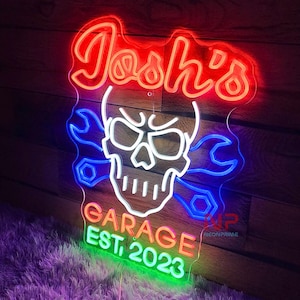 Custom Name Garage Neon Sign, Custom Business LED Sign, Garage Sign Light, Garage Workshop Neon Acrylic Sign for Wall Decor, Christmas Gift