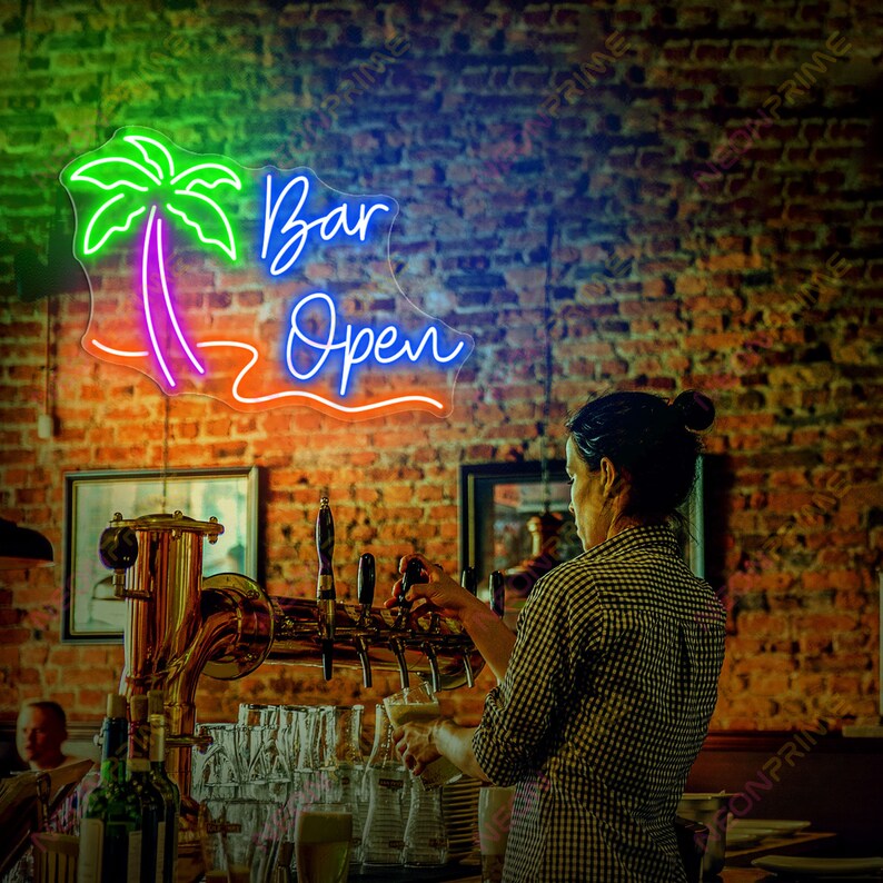 Bar Open Neon Sign, Open Sign for Bar, Neon Bar Signs, Bar Store Logo ...