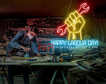 Neonskylt för Glad Labor Day, neonskylt för Labor Day, anpassad neonskylt, väggdekoration för American Labor Day, neonskylt för Internationella arbetardagen
