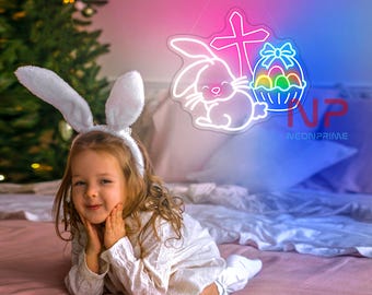 Happy Easter Day Bunny Neon Sign Easter Decor Sign Bunny Eggs Wall Decor Bunny Easter Eggs Sign Happy Easter Gift Easter Home Decor
